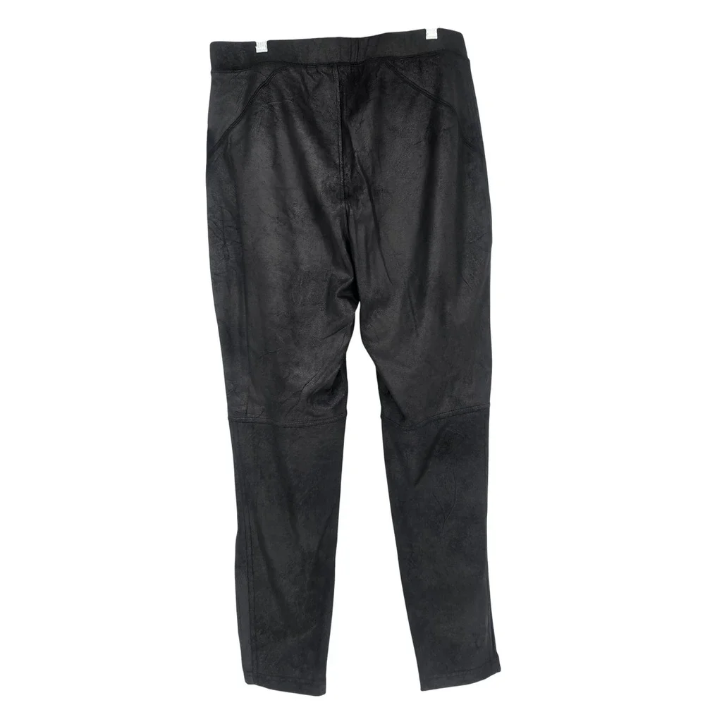 Free People Rio Vegan Faux Leather Crackle Pants Legging L Black Moto Baddie NWT